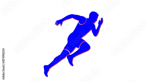 Blue runner silhouette on white background