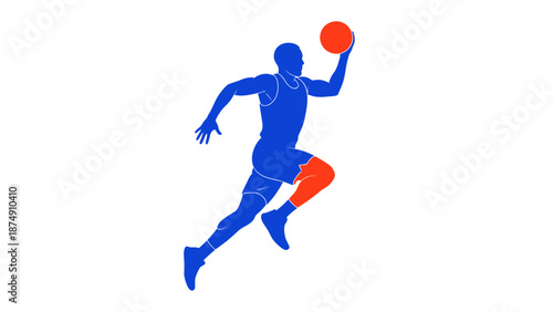 Basketball Player Silhouette Dunking, Dynamic Sports Action