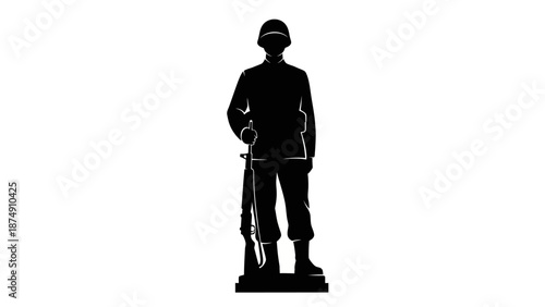 Soldier Silhouette Icon on White Background