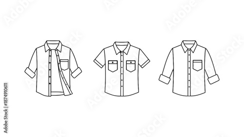 A collection of men's shirts with different sleeve lengths and styles