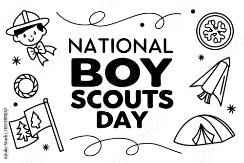 National Boy Scouts Day Vector Illustration, Youth Organization and Scouting Celebration Graphic