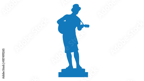 Silhouette of a man playing guitar on a pedestal