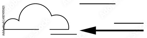 Cloud computing concept. Cloud with directional lines data transfer and connectivity. Cloud computing aids storage, transfer, and sharing of digital information. For technology, IT, networking