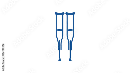 Pair of blue crutches icon on white background