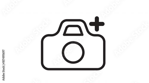 Symbolizing add camera function, ideal for photography apps, design projects, tech websites, creating photography adjust or editing features.