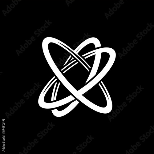 Abstract orbital knot logo with dynamic symmetry modern minimal design