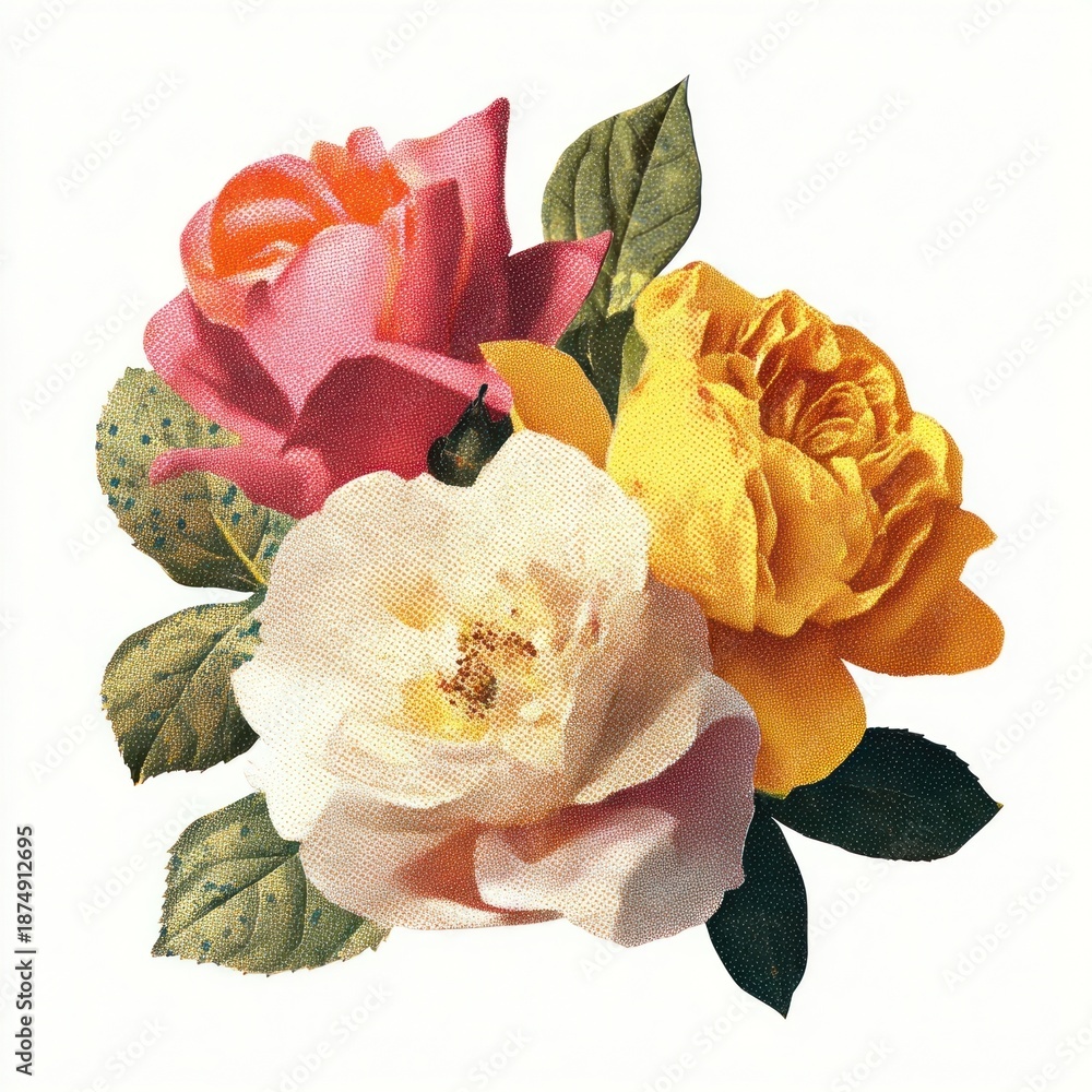 Naklejka premium Vibrant vintage floral bouquet