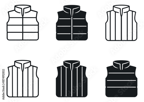 Modern icon outerwear set featuring puffer vests and gilets for fashion and apparel design