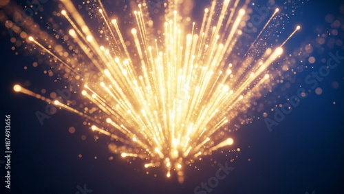 Golden fireworks exploding in night sky with sparks