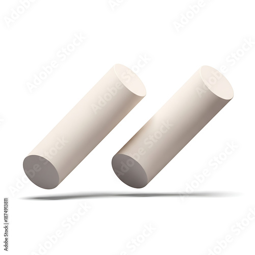 Two white chalk sticks floating diagonally, perfect for education and creative writing