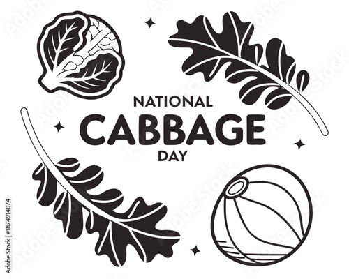 NATIONAL CABBAGE DAY vector illustration isolated on white background