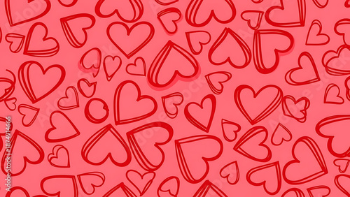 Red heart pattern isolated on transparent background