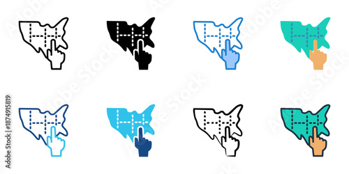 Redistricting icons set multiple style collection. Editable stroke 
