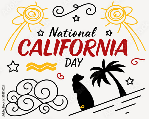 National California Day Vector Illustration, Golden State Celebration and State Pride Graphic