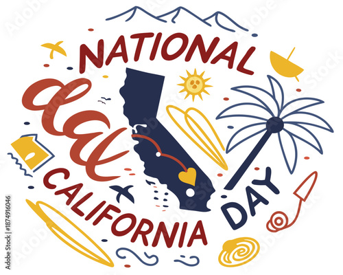 Golden State National California Day Vector Illustration, American State Celebration Design