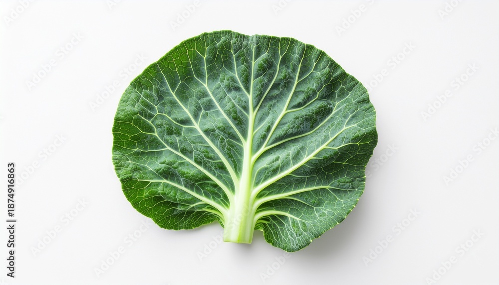 Fototapeta premium Single Cabbage Leaf Isolated on White Background