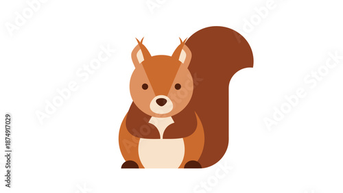 A cartoon squirrel illustration standing on its hind legs holding a nut