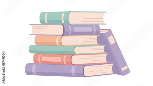 A stack of books viewed from the side on a white background