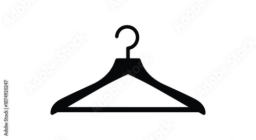 A simple black clothes hanger isolated on a white background a stark silhouette