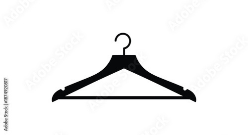 A simple black clothes hanger isolated on a white background a striking silhouette
