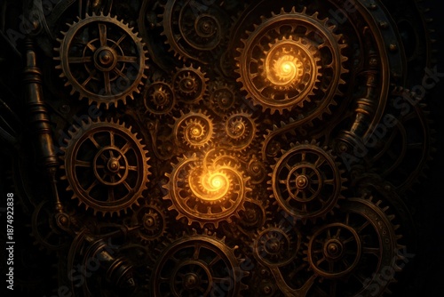 Wallpaper Mural Intricate glowing steampunk gears illustration. Torontodigital.ca