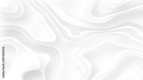 Smooth shape paper cut wavy shaped layers topographic background. Abstract origami papercut gray color texture, curved layers and elevation contour lines
