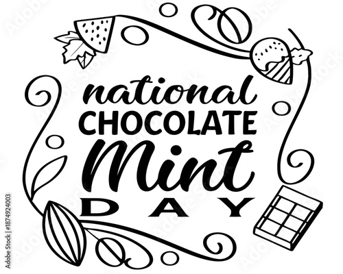 Chocolate Mint Day Vector Illustration, Mint Chocolate Flavor and Treat Design