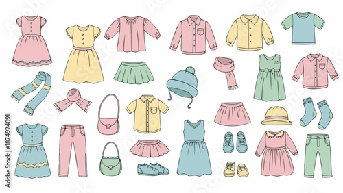 Collection of Childrens Clothing and Accessories.