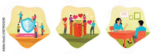 VPN virtual private network concept. Loyalty program. Job interview.