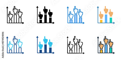 Voting Pattern icons set multiple style collection. Editable stroke 
