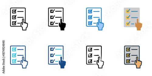 Polls and Survey icons set multiple style collection. Editable stroke 
