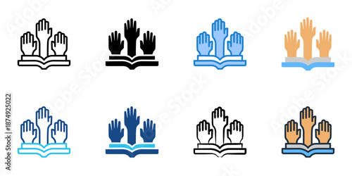Voter Education icons set multiple style collection. Editable stroke 
