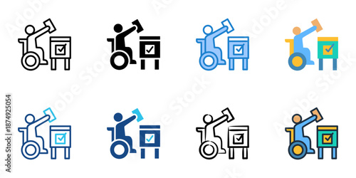 Voting Accessibility icons set multiple style collection. Editable stroke 
