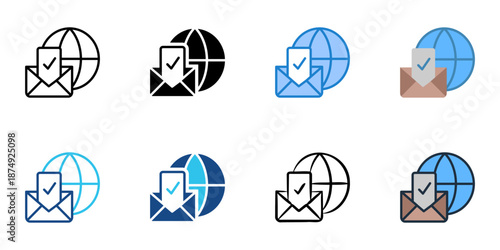 Overseas Voting icons set multiple style collection. Editable stroke 
