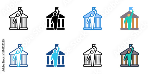 Civic Duty icons set multiple style collection. Editable stroke 
