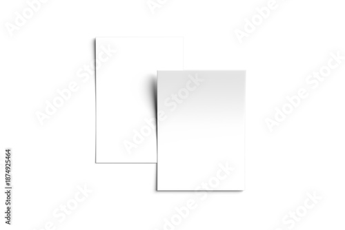 Empty paper note template of A4 format with soft shadow isolated on white background. 3d rendering