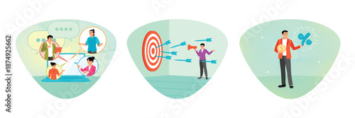 Online discussion board concept. Marketing target strategy. Lending, mortgage loan interest rates.