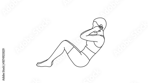 Woman Performing Abdominal Exercise Silhouette for Core Strength Training and Fitness Routine Development