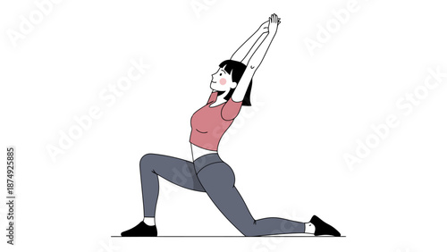 Woman practicing yoga stretching pose on white background a healthy lifestyle concept and wellness activity illustration