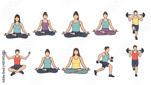 Person Performing Yoga Poses and Strength Training Exercises for Health and Fitness Lifestyle Demonstration
