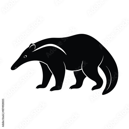 Giant anteater wildlife mammal vector silhouette on white background