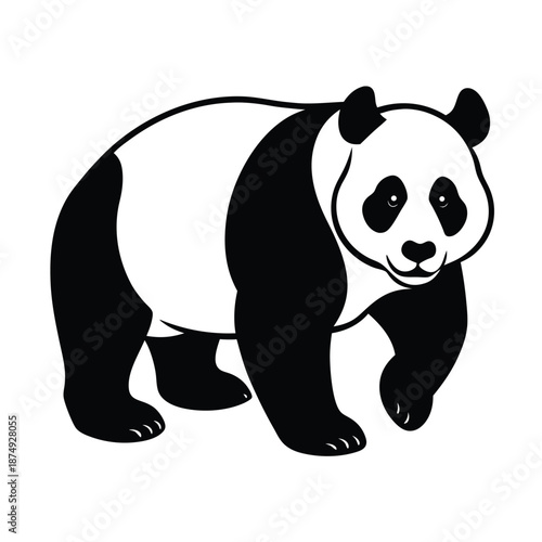 Giant panda endangered wildlife vector silhouette on white background