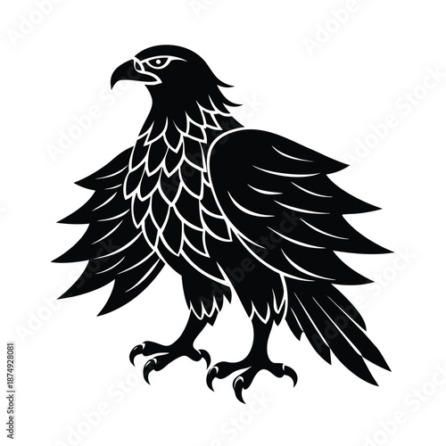 Golden eagle bird of prey vector silhouette on white background
