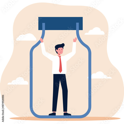 Break through the bottleneck, business concept illustration,