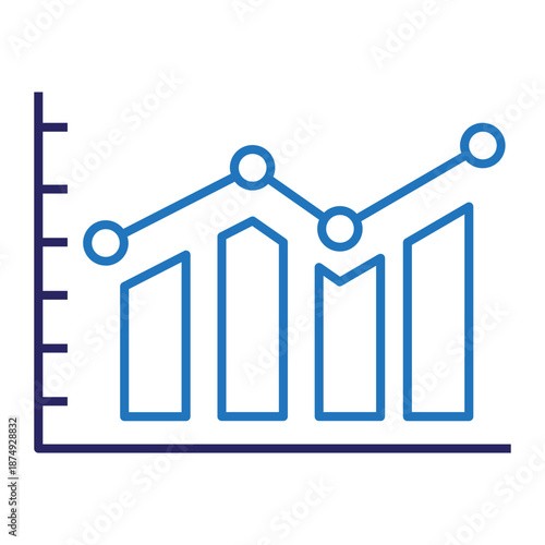 Two color gradient line icon of a statistical line chart