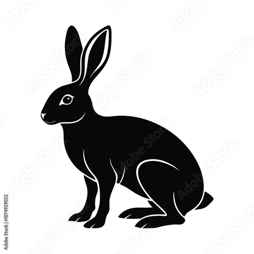 Jackrabbit desert animal vector silhouette on white background