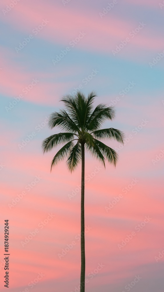 Obraz premium Serene palm against pastel sky mobile wallpaper