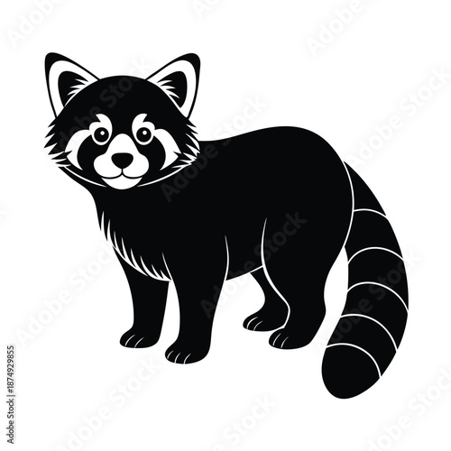 Red Panda Animal Vector Silhouette Isolated on White Background