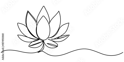 Continuous line drawing of lotus flower .one line  vector illustration  with out background, Continuous line drawing of lotus flower .one line  vector illustration  with out background. 