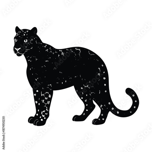 Snow Leopard Animal Vector Silhouette Isolated on White Background